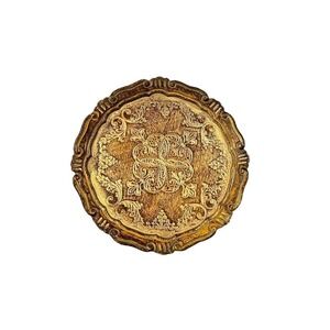 Vintage late 20th Century Florentine Decorated Wood Tray